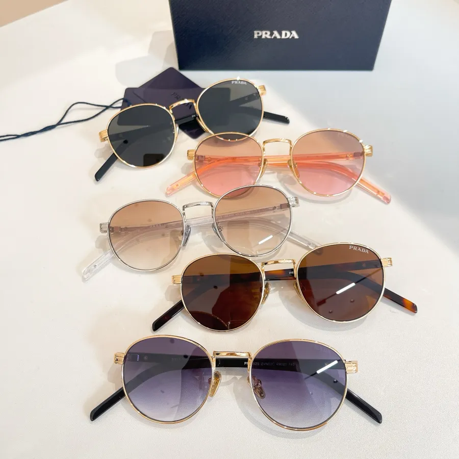 Prada round frame glasses black gold/purple/coral/tawny/brown color Size 49口21-145