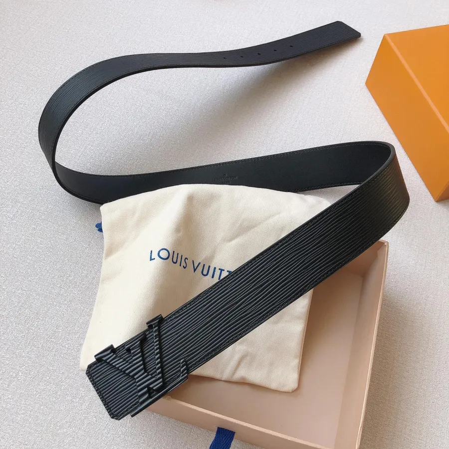 Louis Vuitton Men's Initiales Epi Belt In Black Calfskin With Black/Gold/Silver Hardware 40mm