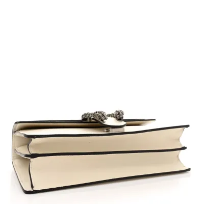 Gucci Small Dionysus Shoulder Bag Mystic White Textured Calfskin Leather & Crystal Aged Silver Hardware