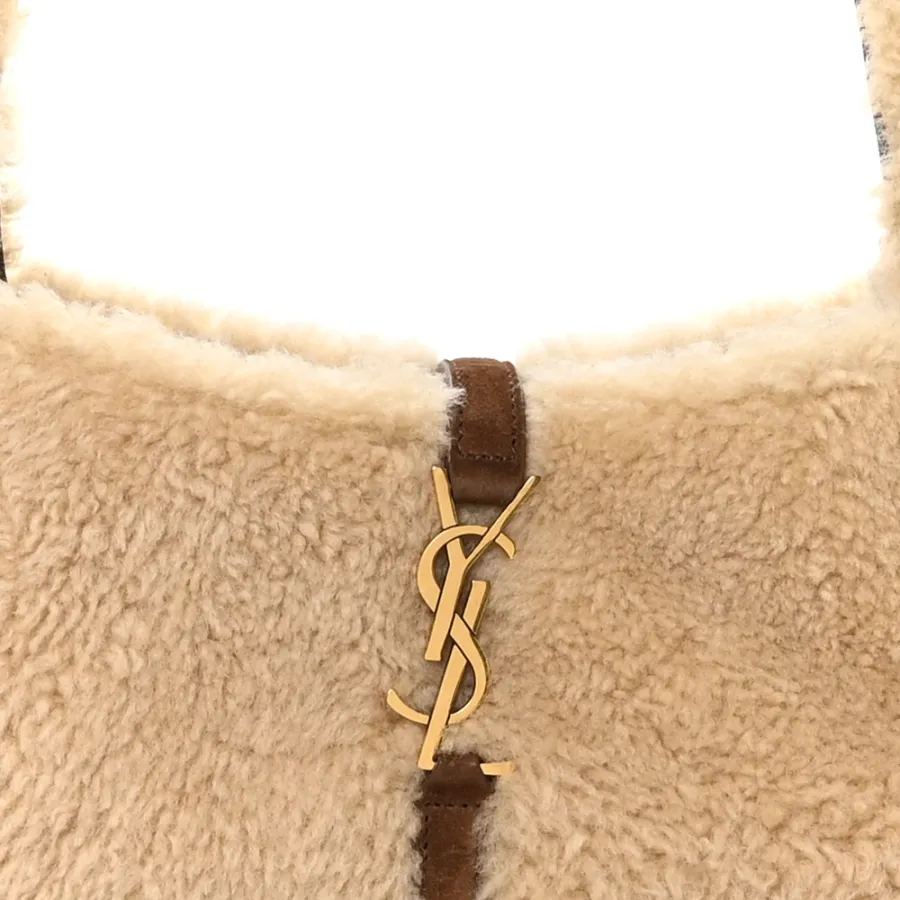 Saint Laurent Mini Le 5 À 7 Hobo Natural Beige Shearling Gold Hardware