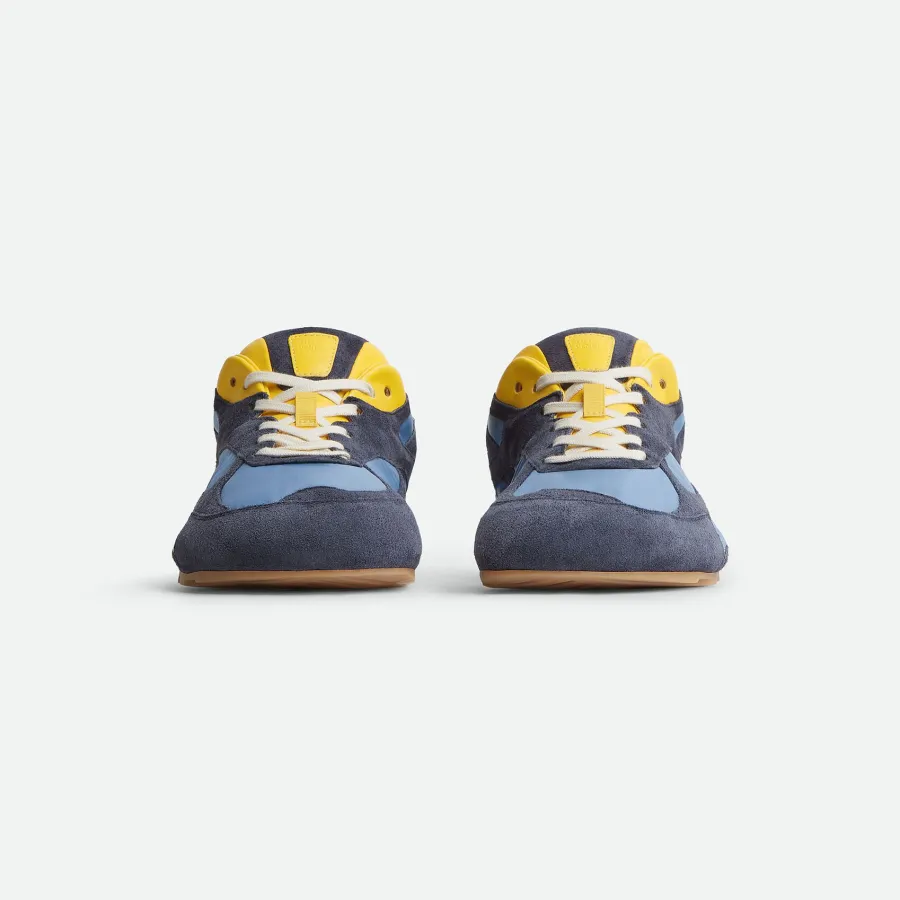 Bottega Veneta Orbit Flash Sneakers In Blue/Ice/Yellow Suede And Nylon Lace-Up Sneaker With Leather Trims