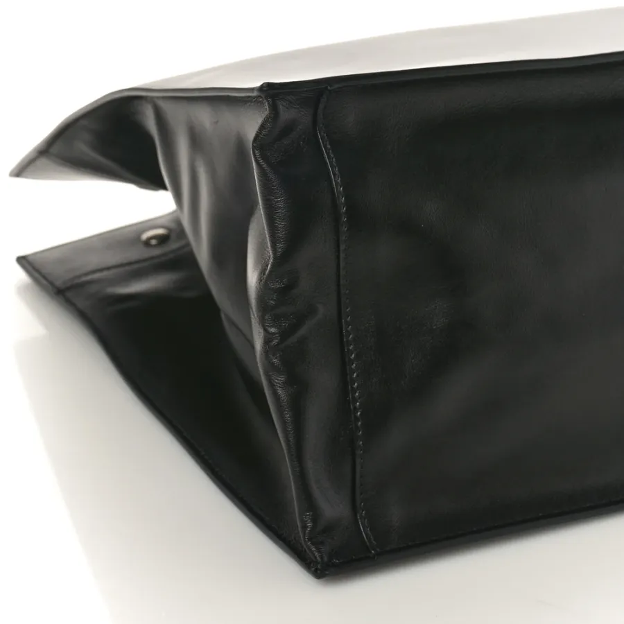 Saint Laurent Small Rive Gauche Tote Black Smooth Calfskin Leather