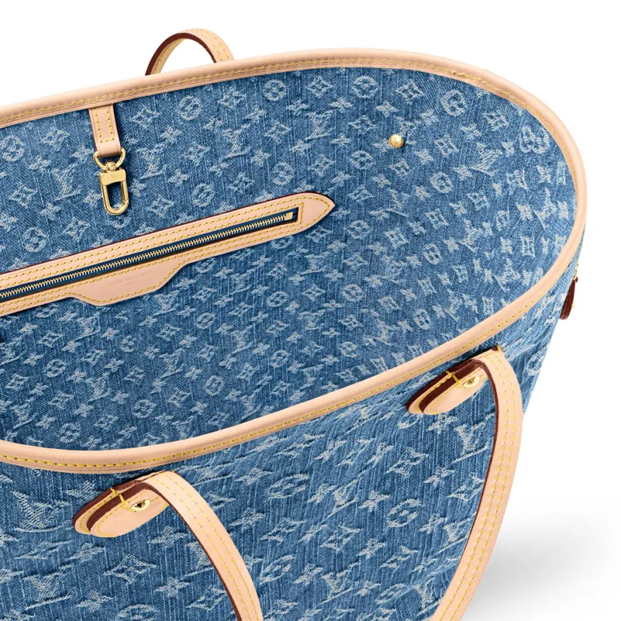 Louis Vuitton Neverfull Monogram Denim MM Gold Hardware