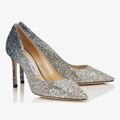 JIMMY CHOO Flash powder fabric pointy heels