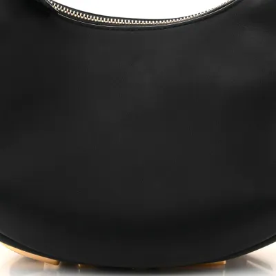 Fendi Small Fendigraphy Hobo Bag Black Matte Grace Vitello Leather Gold Hardware