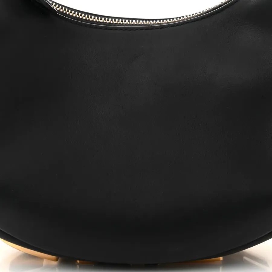 Fendi Small Fendigraphy Hobo Bag Black Matte Grace Vitello Leather Gold Hardware