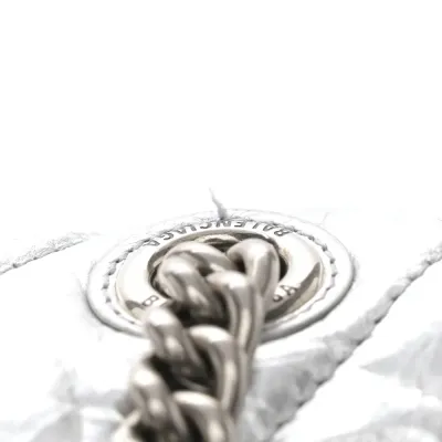 Balenciaga Small Crush Chain Bag Beige Quilted Crushed Calfskin Leather Silver Hardware