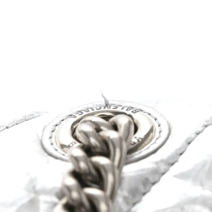 Balenciaga Small Crush Chain Bag Beige Quilted Crushed Calfskin Leather Silver Hardware