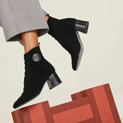 HERMES Jenna  Black ankle boots