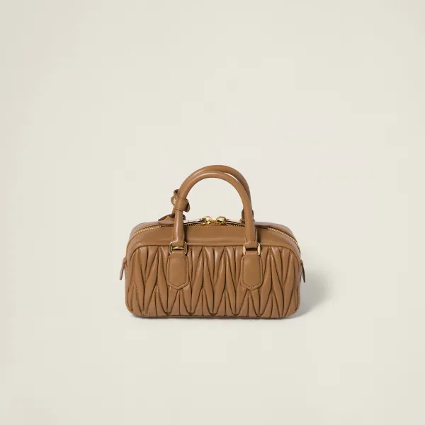 Miu Miu Arcadie matelassé Quilted Lambskin Leather Light Brown Top-Handle Bags - Image 2