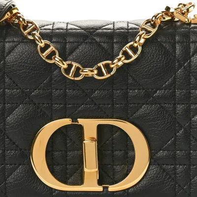 Dior Small Caro Bag Black Cannage Calfskin Leather Gold Hardware