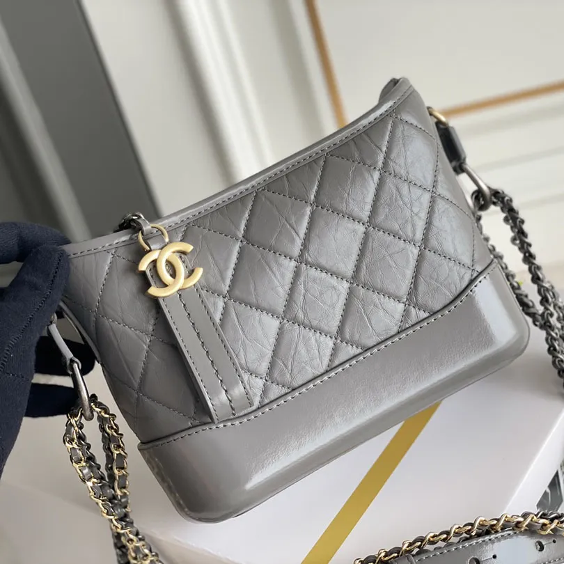 Chanel Grey Bag Quilted Calfskin Leather Shoulder Bags Crossbody Bags