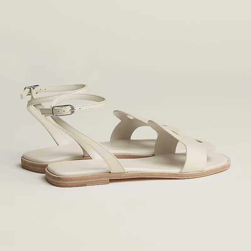 HERMES white Black Sandal