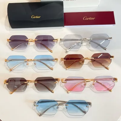 Cartier square frame glasses purple/brown/silver/pink/grey/blue gold/blue silver color Size 58口16-145
