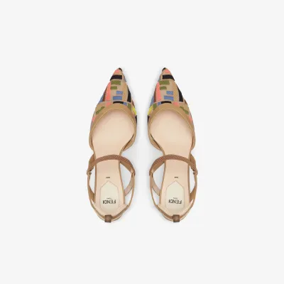 FENDI Colored-mesh medium heel slingers