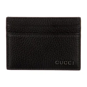 Gucci Small Card Holder Black Vitello Daino Leather Silver Hardware