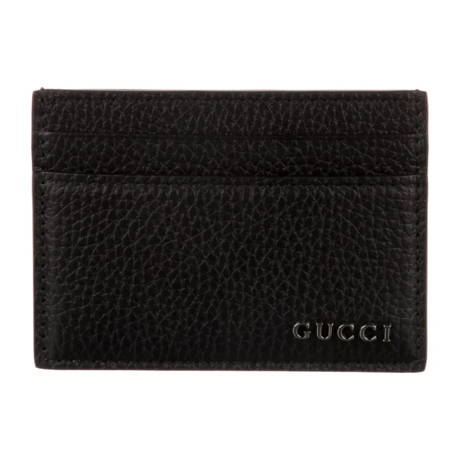 Gucci Small Card Holder Black Vitello Daino Leather Silver Hardware