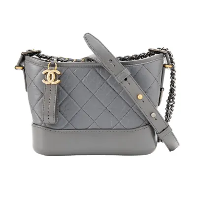 Chanel Grey Bag Quilted Calfskin Leather Shoulder Bags Crossbody Bags