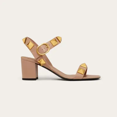 VALENTINO Rivet calfskin platform sandals (heel height 6cm)