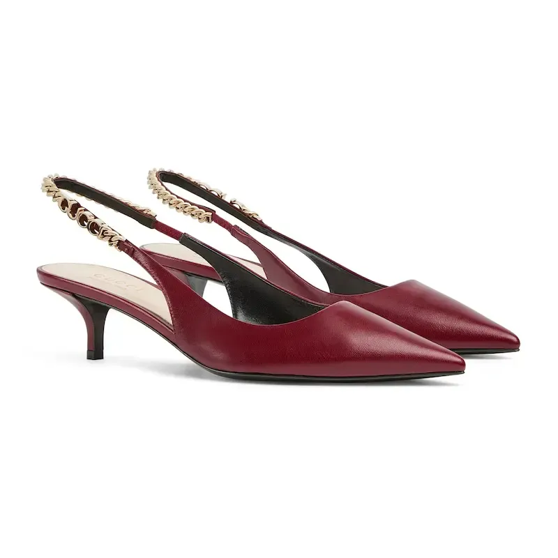 Gucci red pointed heels high heels shoes Rear lace up high heels