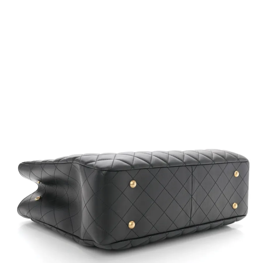Chanel Classic Shopping Tote Large Black Quilted Calfskin Leather Gold Hardware