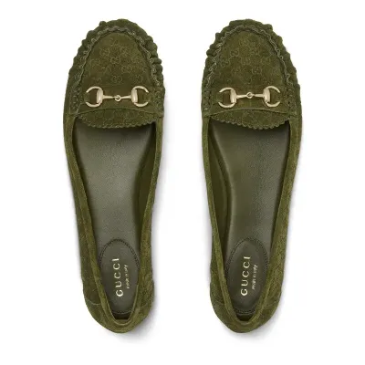 Gucci green round - toed casual shoes Flat Shoes