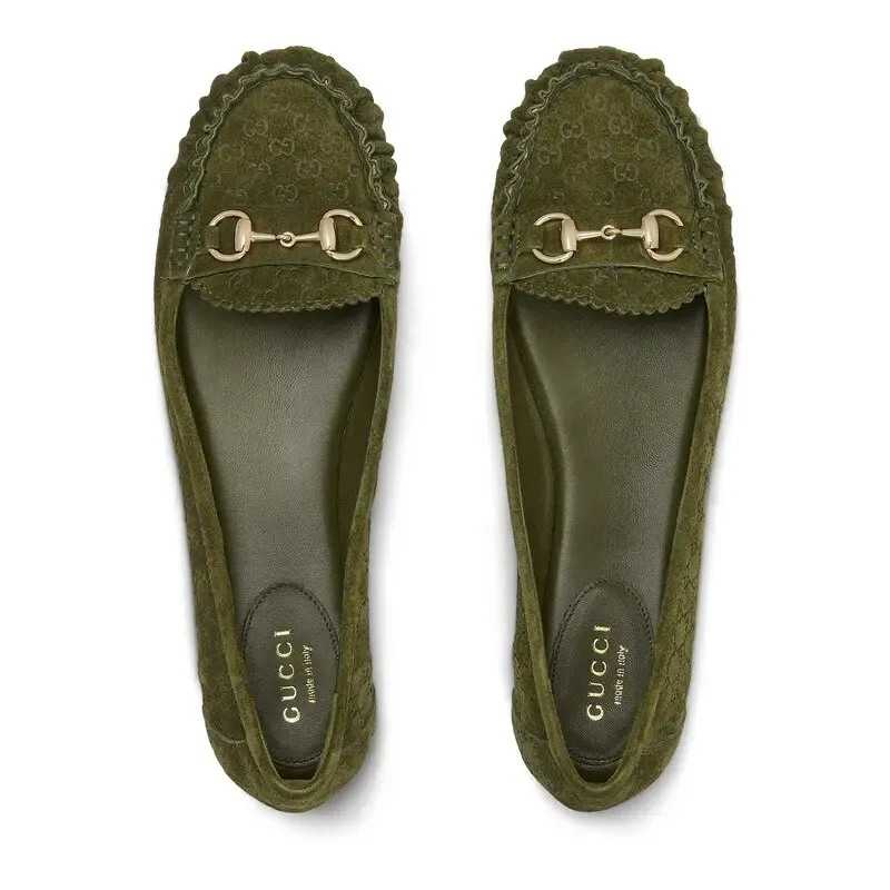 Gucci green round - toed casual shoes Flat Shoes
