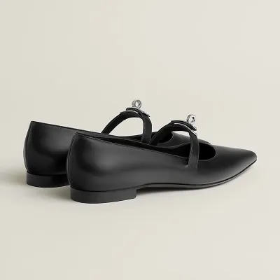 HERMES Kelly Black Ballet Shoes