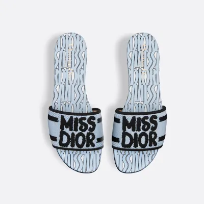Dior blue square head slippers