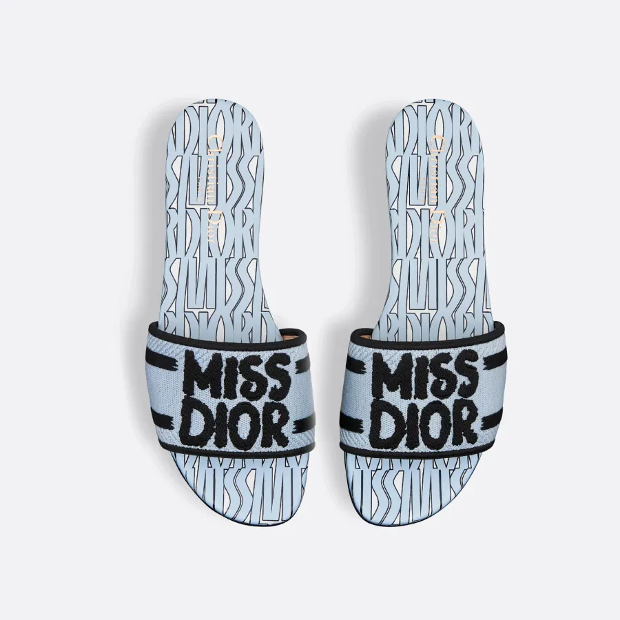 Dior blue square head slippers