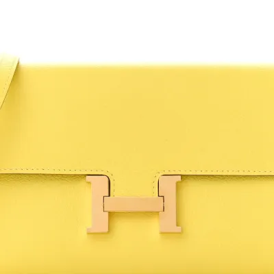 Hermès Constance Wallet To Go Lime Evercolor Leather Gold Hardware