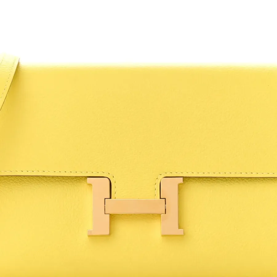 Hermès Constance Wallet To Go Lime Evercolor Leather Gold Hardware