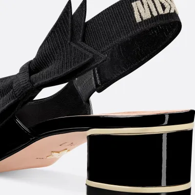 Dior black bow with thick heels and square heads high heels shoes