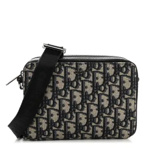 Dior Small Saddle Messenger Pouch Blue Oblique Canvas Silver Hardware