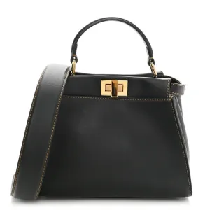 Fendi Mini Chinese New Year Tiger Embroidered Peekaboo Iconic Satchel Black / Dark Yellow King Vitello Leather & Canvas Gold Hardware