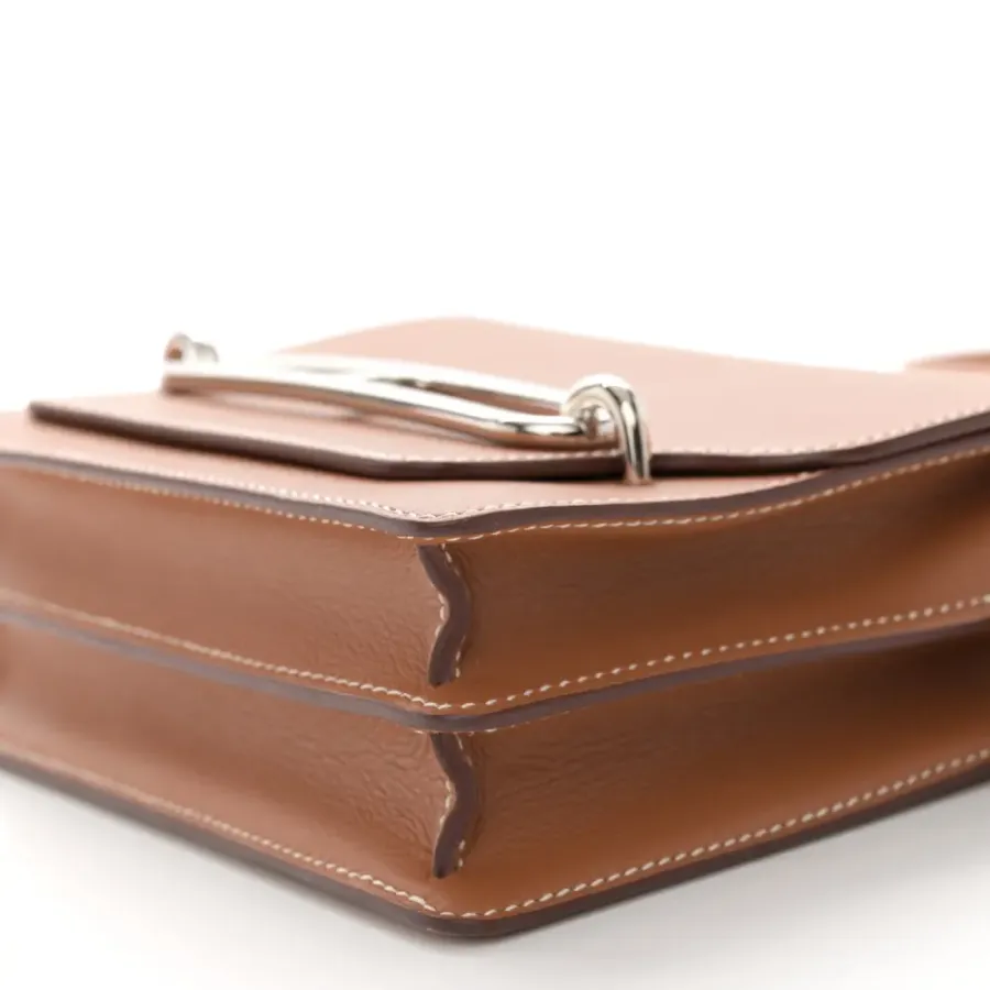 Lushentic Hermès Mini Sac Roulis Brown Evercolor Leather Palladium Silver Hardware