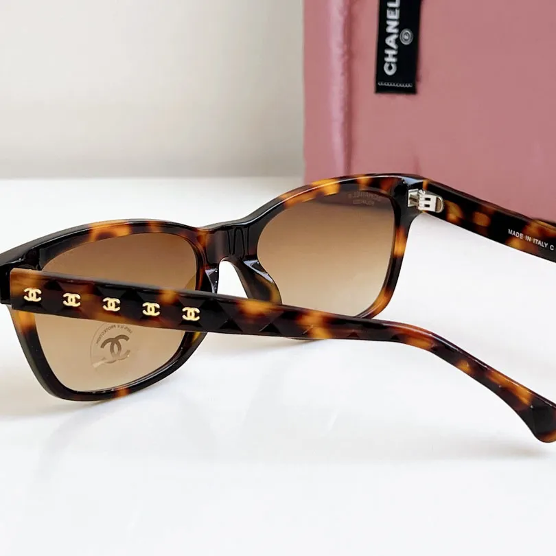 CHANEL square frame glasses leopard-print brown color size 58口17-140