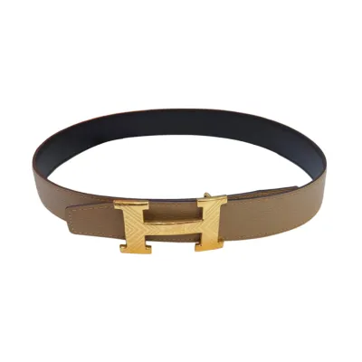 Hermès Men's H Buckle Belt In Blue/Brown/Burgundy Calfskin With Gold/Silver Hardware 38mm