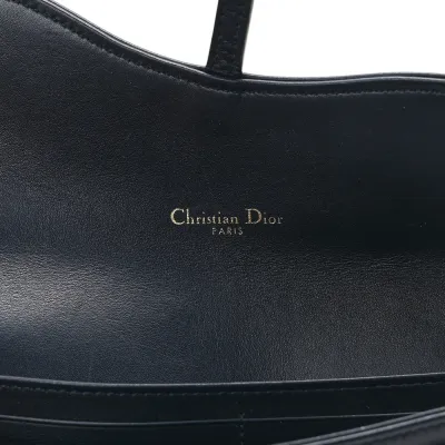 Dior Mini Saddle Chain Long Wallet Blue Oblique Canvas Gold Hardware