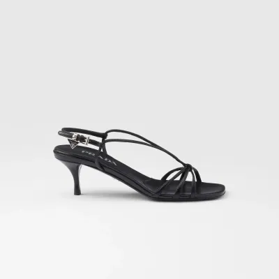 PRADA Black leather sandals with heels