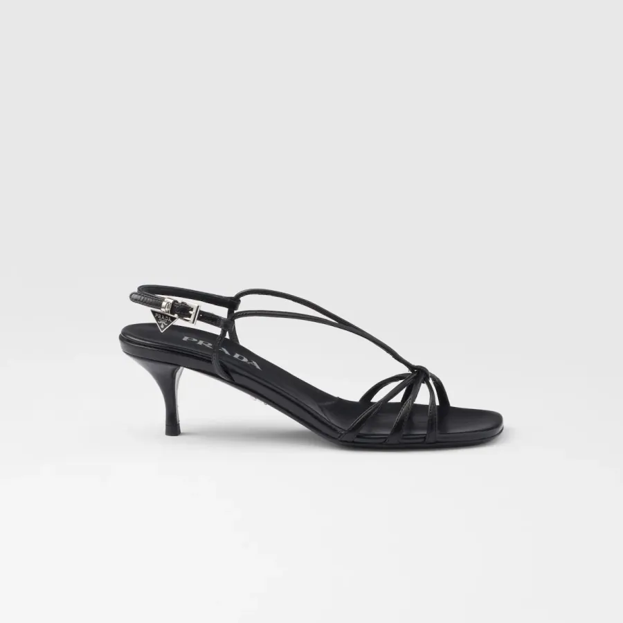 PRADA Black leather sandals with heels