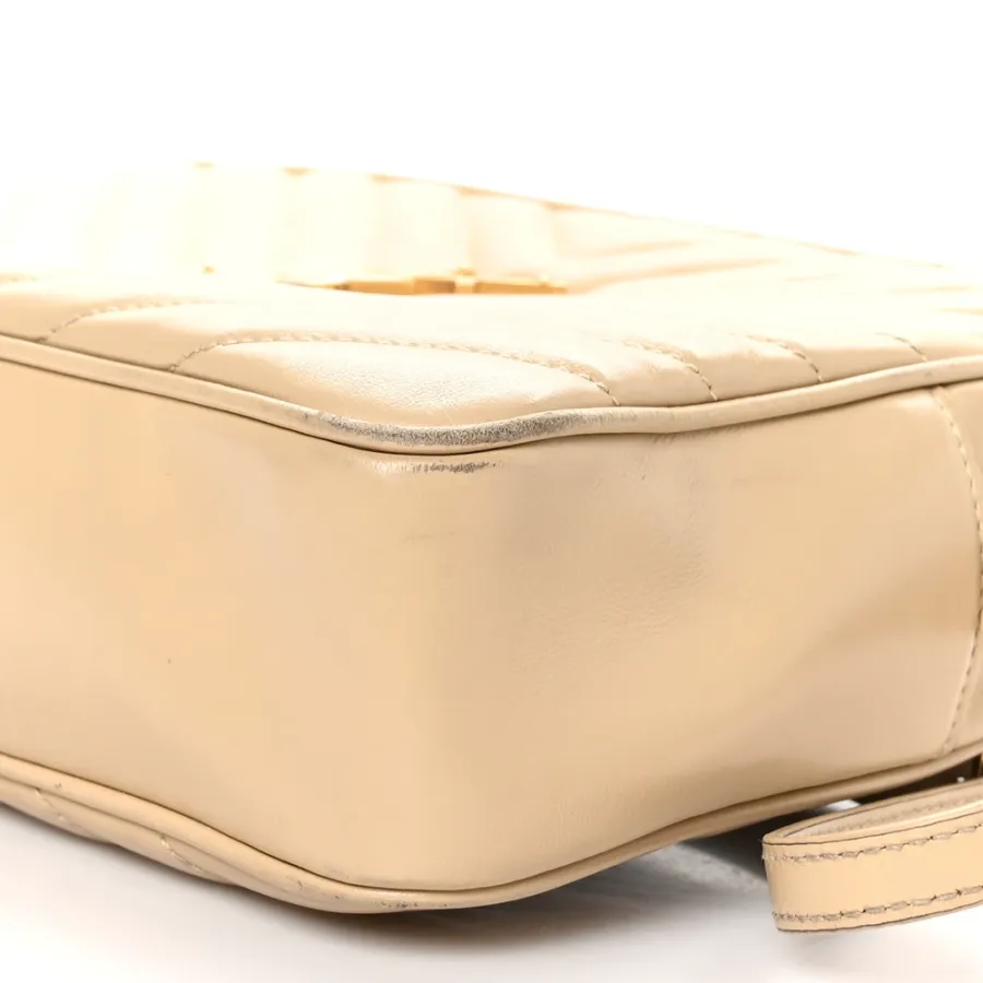 Saint Laurent Medium Lou Camera Bag Dark Beige Monogram Calfskin Matelasse Leather Aged Gold Hardware