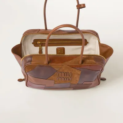 Miu Miu Beau Leather / Suede splicing Brown Top-Handle Bags
