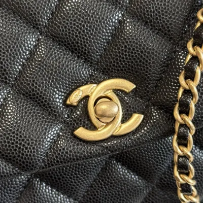 Chanel Coco Handle Black 19cm / 24cm / 29cm Quilted Caviar Leather Crossbody Bags Top-Handle Bags