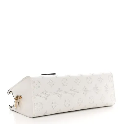 Louis Vuitton OnTheGo East West PM White Embossed Monogram Calfskin Leather Light Gold Hardware