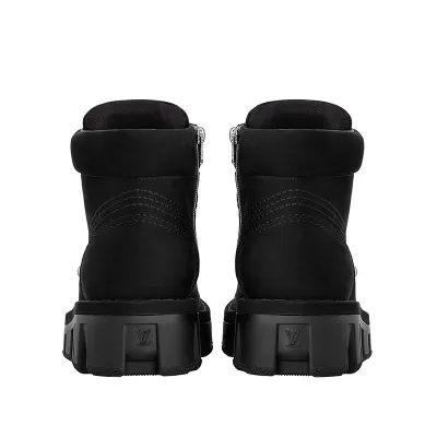 Louis Vuitton Men's black suede uppers zip-open ankle boots