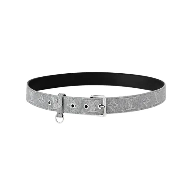 Louis Vuitton Women's D-Ring Raffia Belt In Grey Monogram Canvas With Silver Hardware 30mm