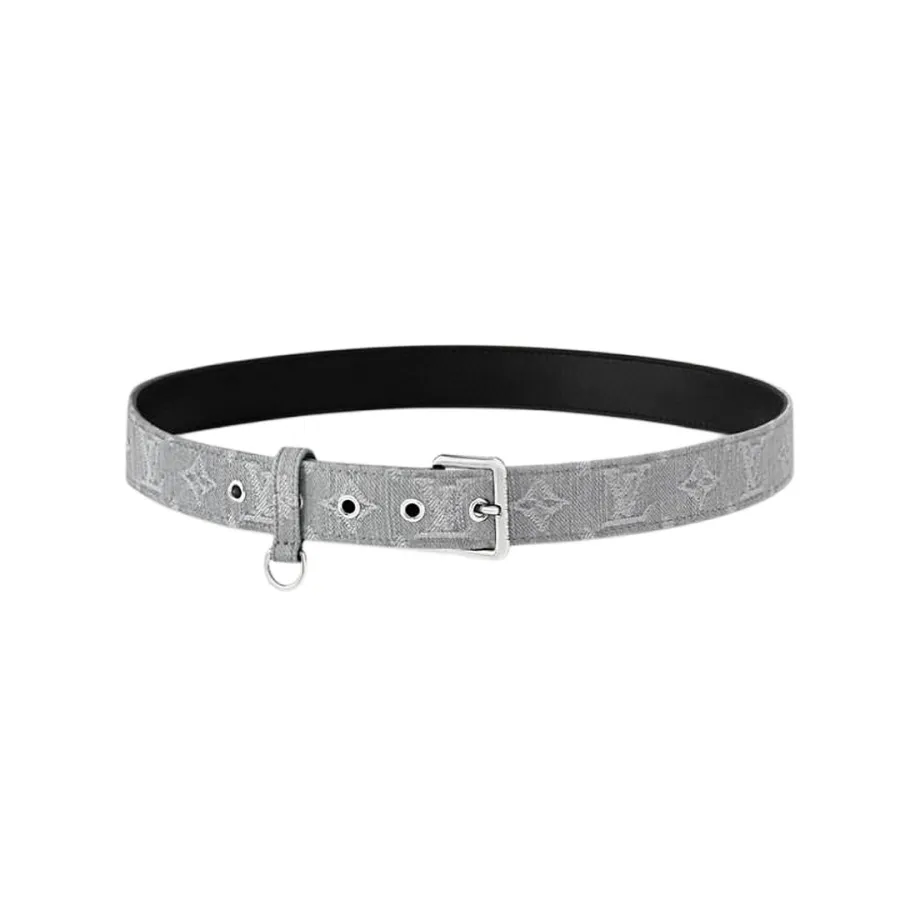 Louis Vuitton Women's D-Ring Raffia Belt In Grey Monogram Canvas With Silver Hardware 30mm