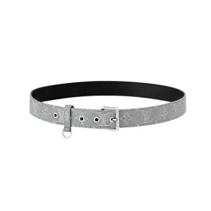 Louis Vuitton Women's D-Ring Raffia Belt In Grey Monogram Canvas With Silver Hardware 30mm