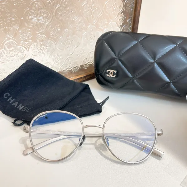 CHANEL round frame glasses silver color SIZE50口19-140 - Image 2